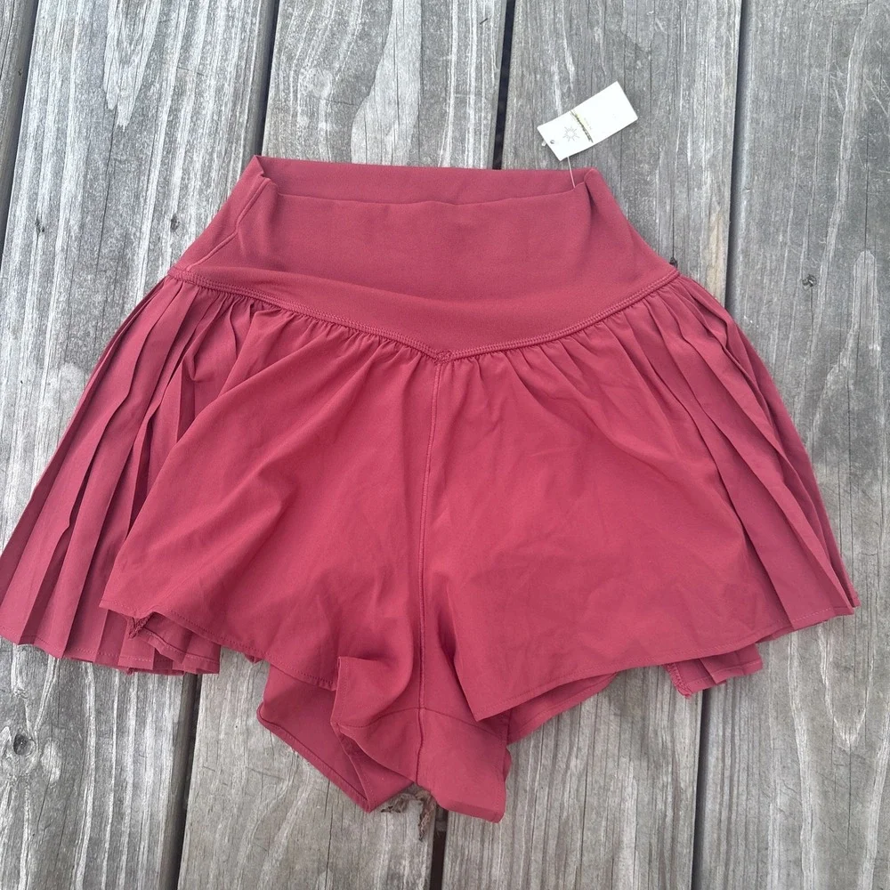 NWT OFFLINE by Aerie Women's Red Athletic Tennis crossover short  XS Pull-On